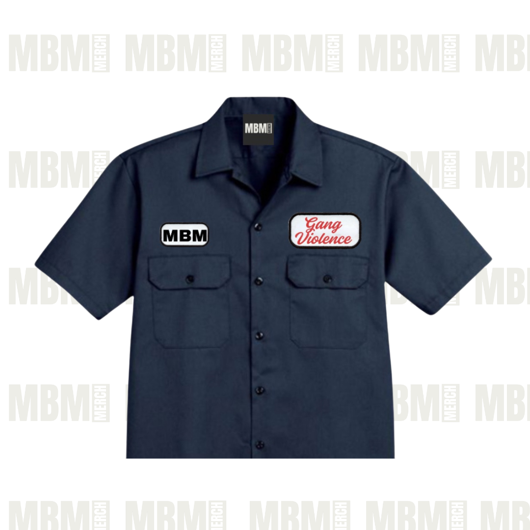 Navy Blue GV Patchwork Shirt Cropped
