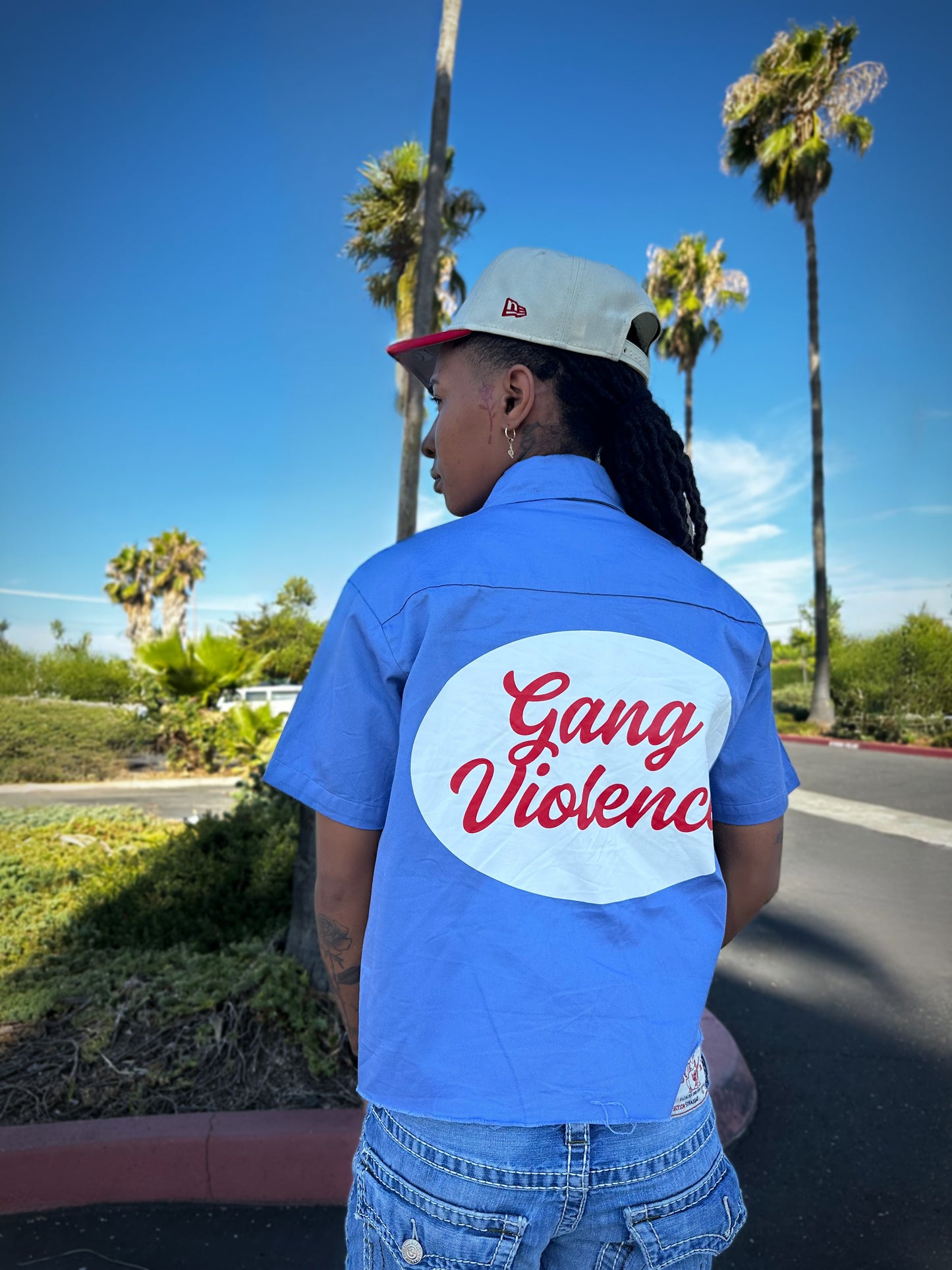 Light Blue GV Patchwork Cropped
